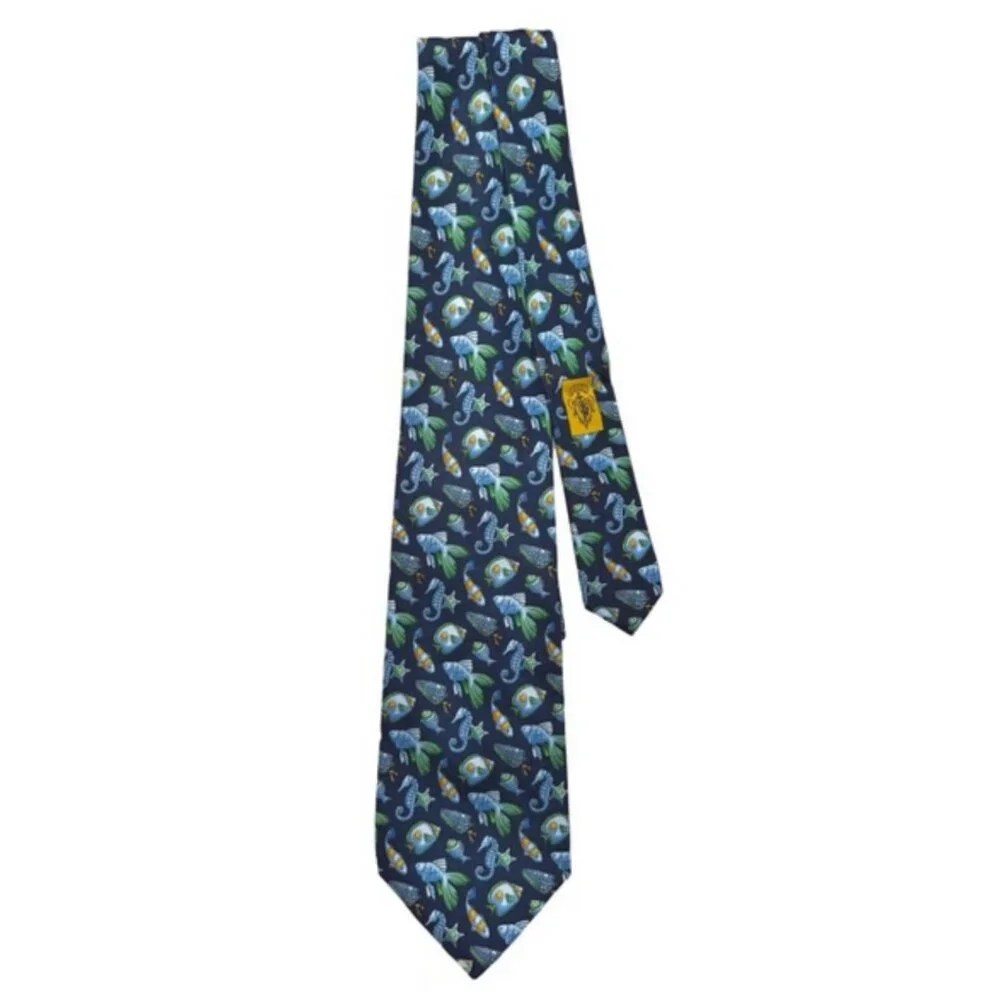 Gucci • Vintage Fish & Seahorse Silk Tie • Classic • 58” • Excellent